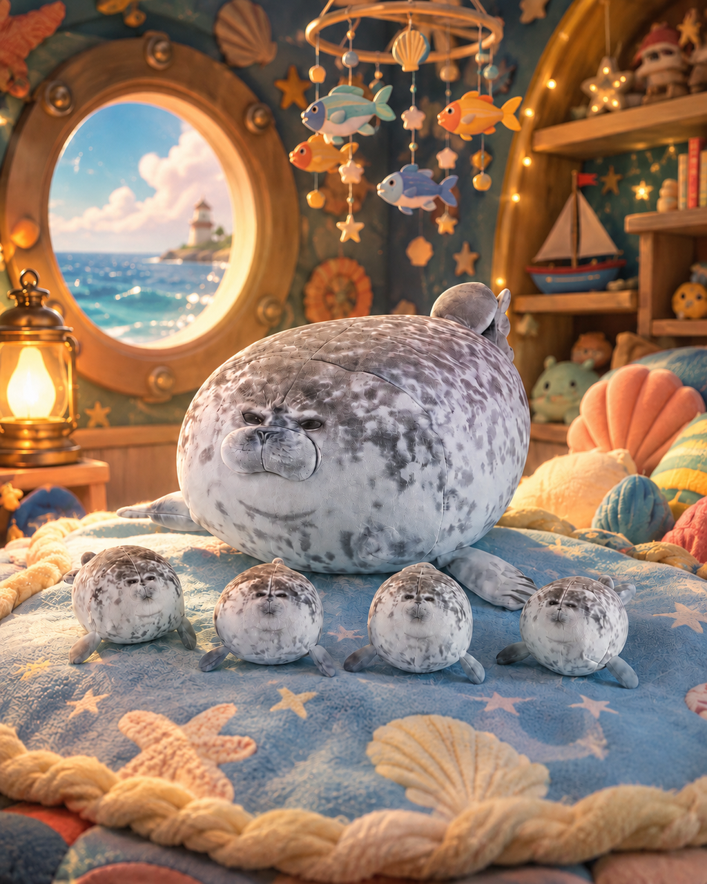 Mama Seal & Pups Plush Set