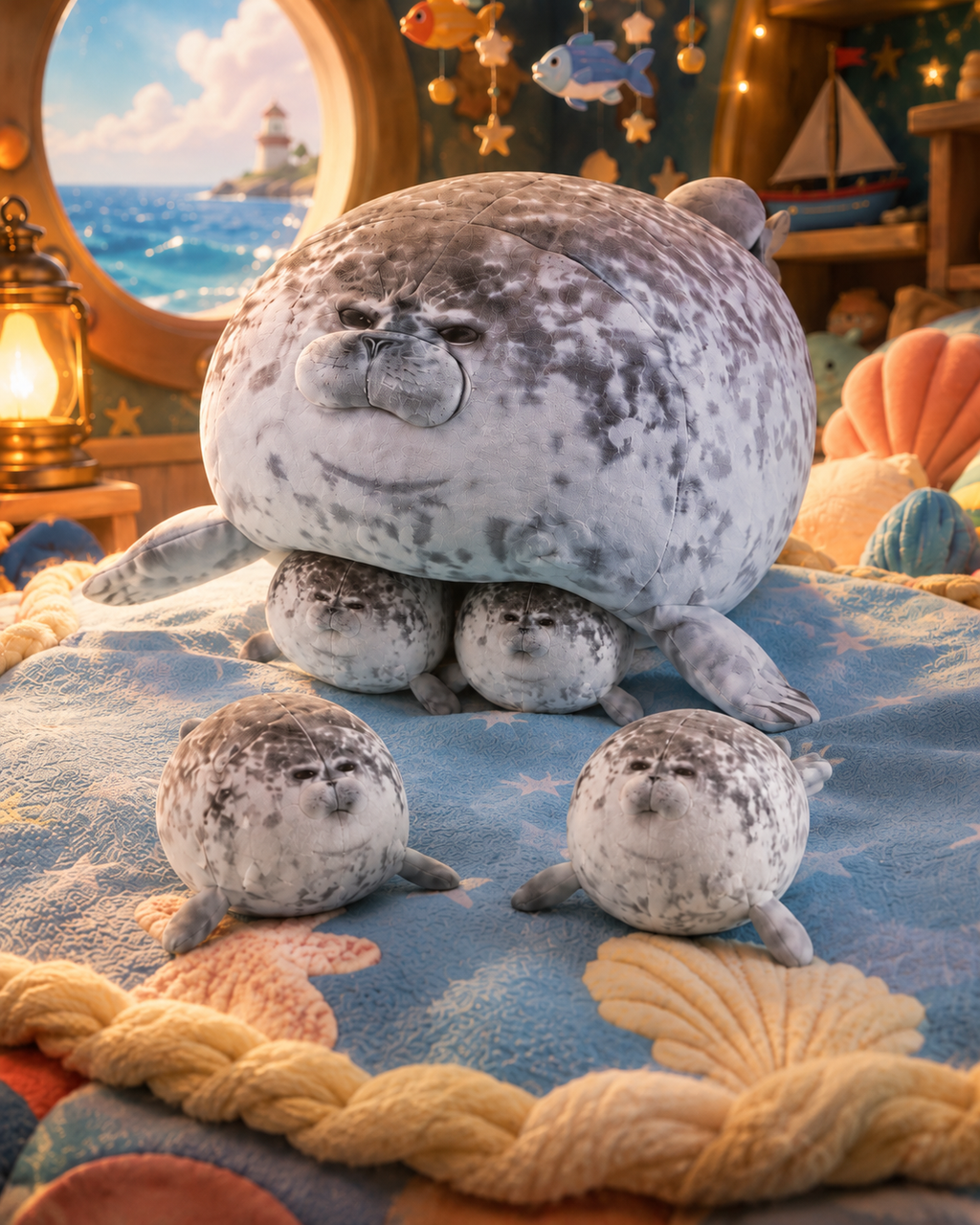 Mama Seal & Pups Plush Set