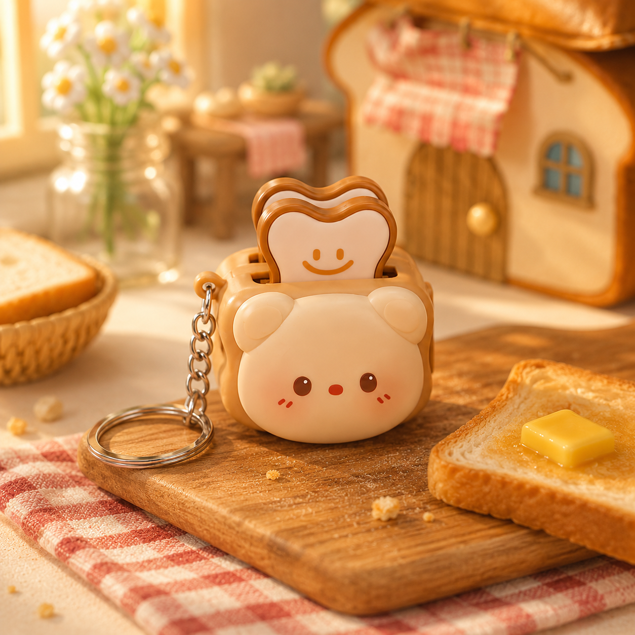 Toasty Pals Keychain – Mini Animal Toaster with Pop-Up Toast