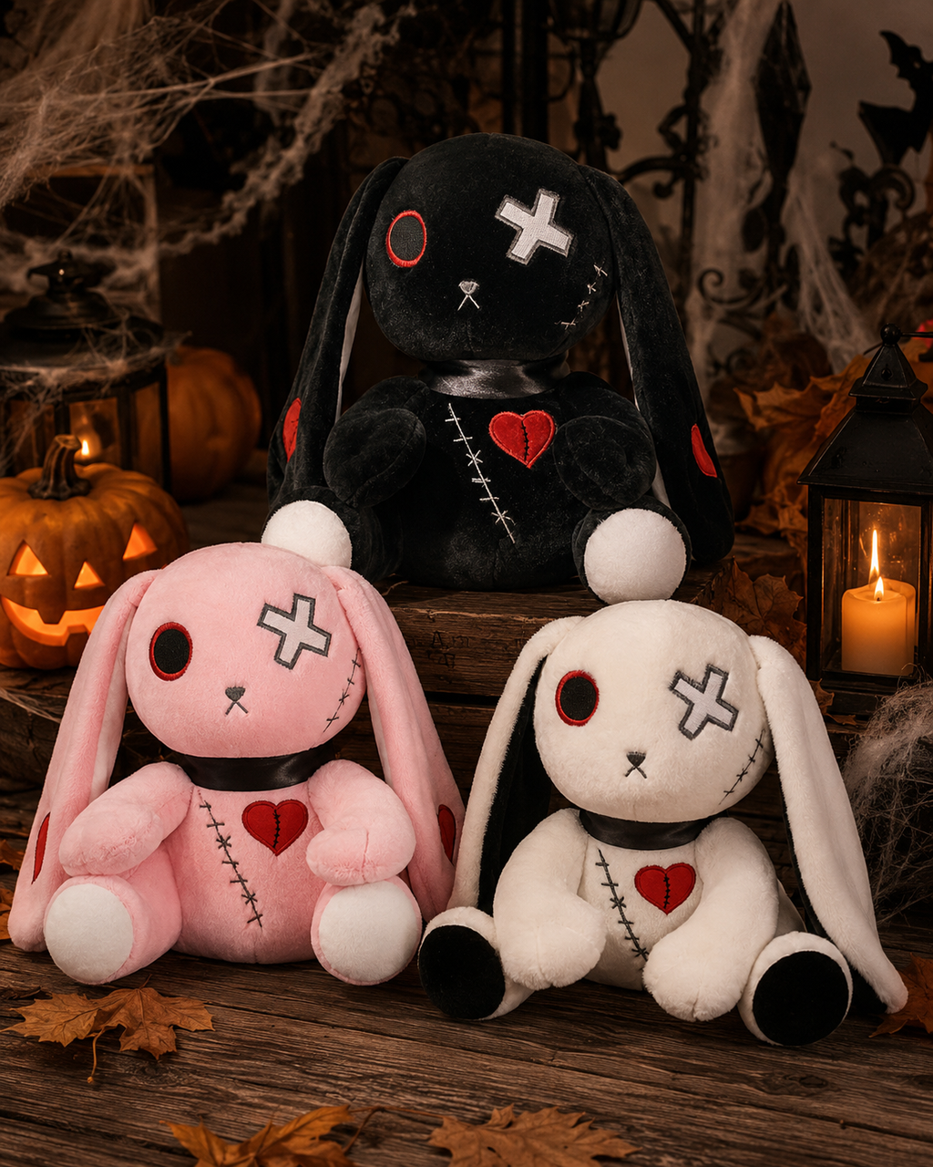 Gothic Bunny Plush – Spooky Rabbit Doll (9.8 in)