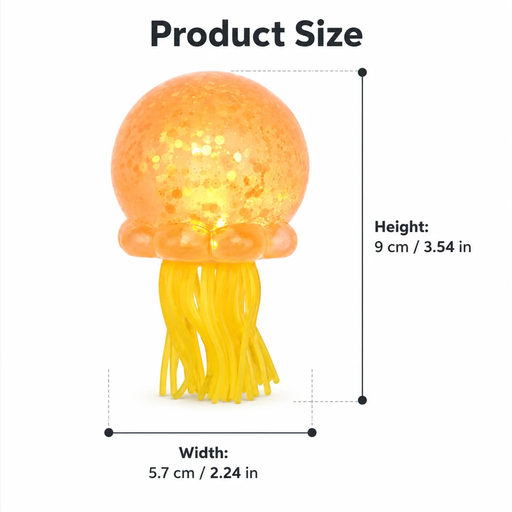 Jellyfish Squishy Toy – Transparent Sequin Stress Ball with Silicone Tentacles
